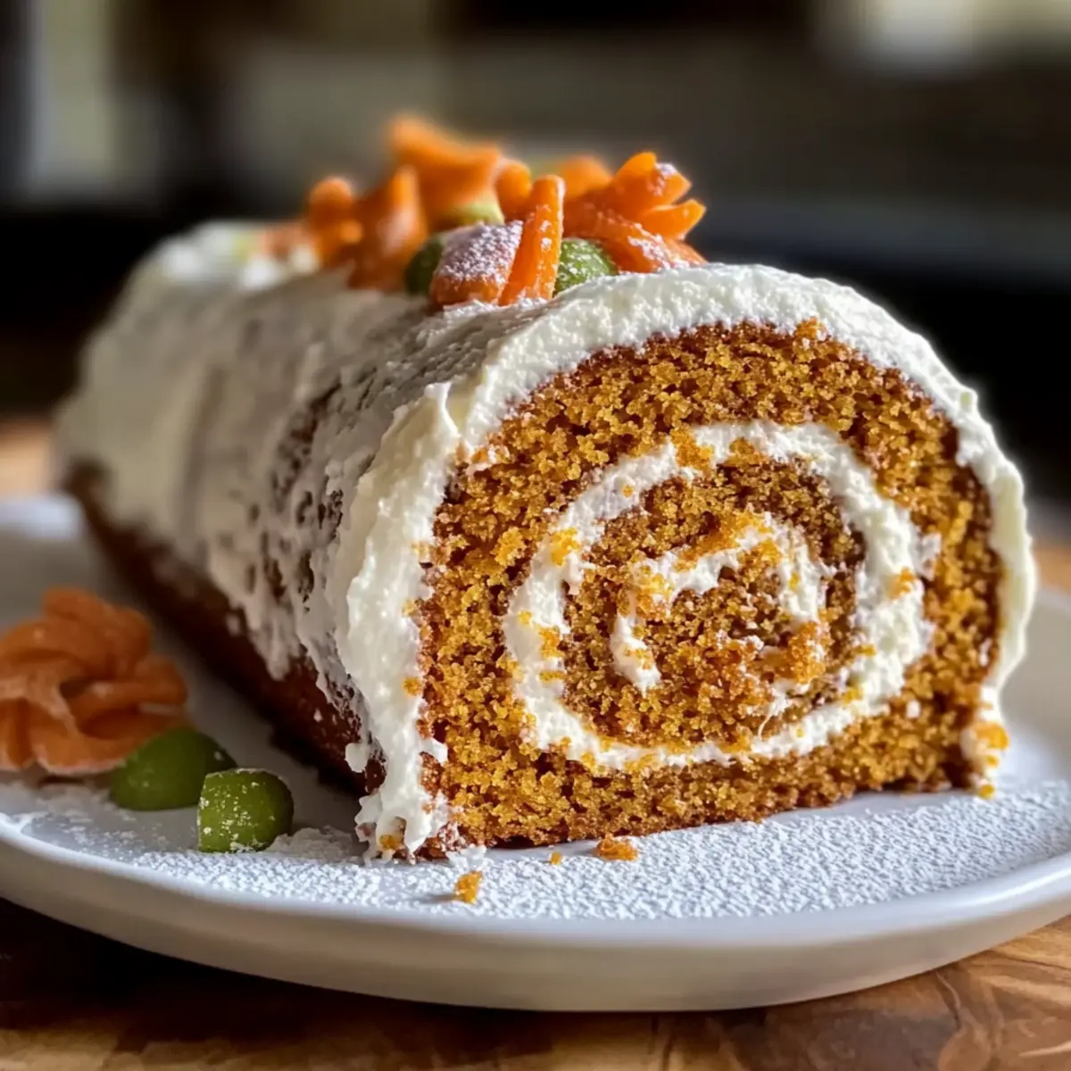 Carrot Cake Roll with Cream Cheese Frosting