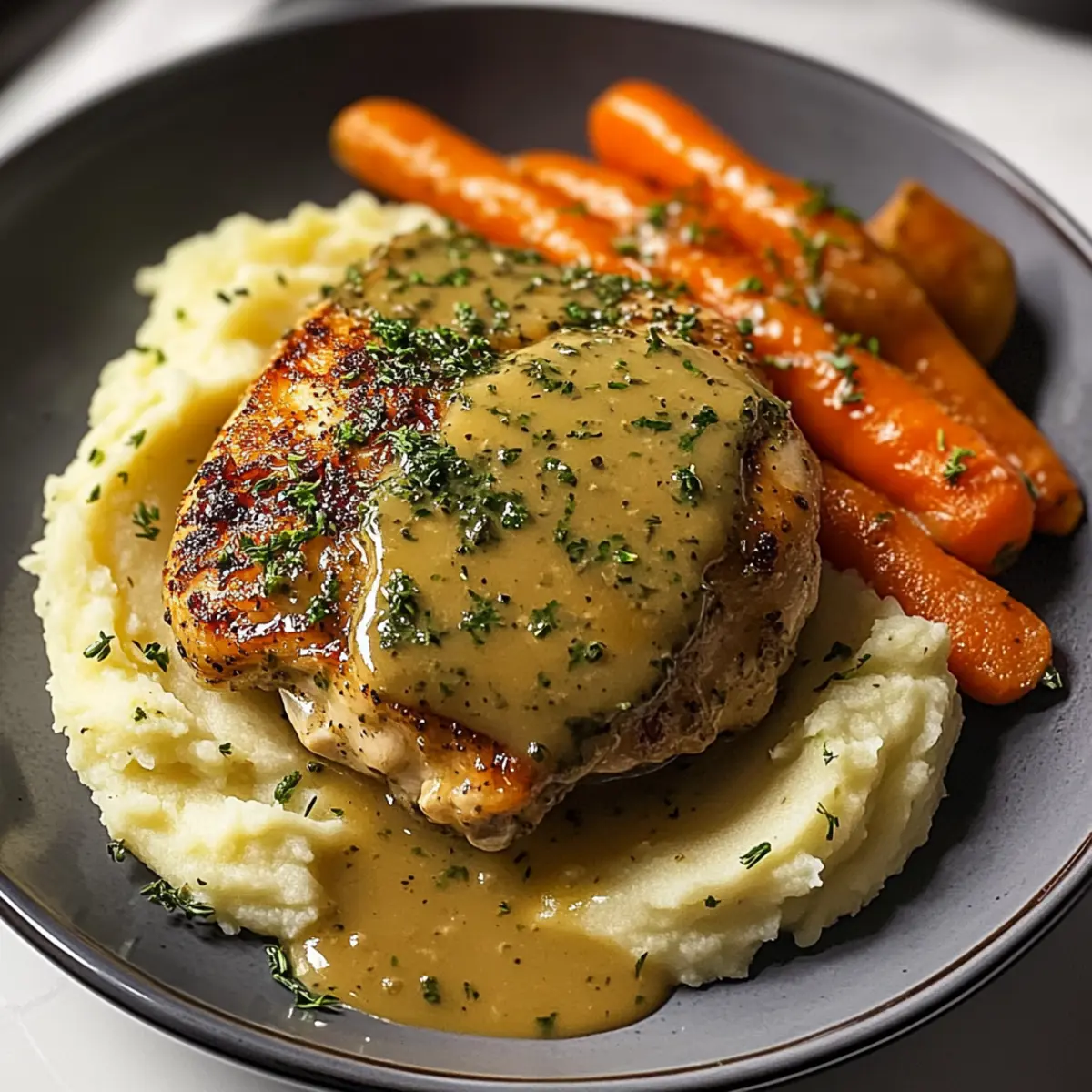 Creamy Herb Chicken with Mashed Potatoes & Glazed Carrots Bliss