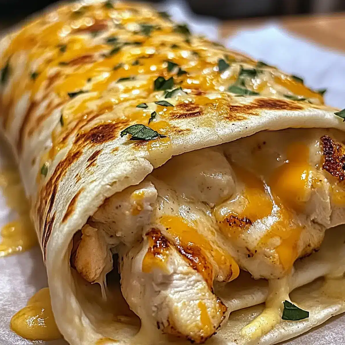 Cheesy Garlic Chicken Wraps