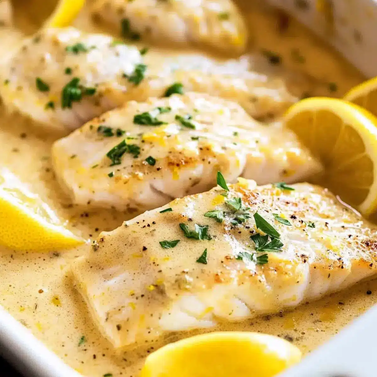 Baked Fish with Lemon Cream Sauce: Quick, Creamy Delight