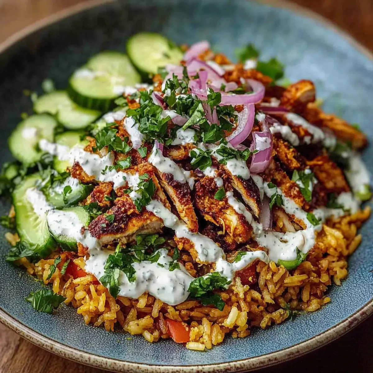 Chicken Shawarma Crispy Rice Salad