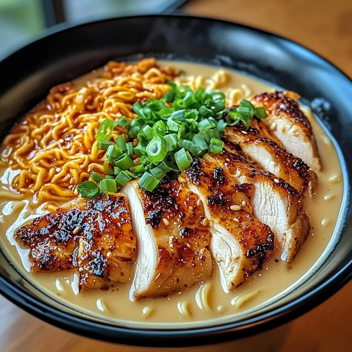 Chicken Ramen with Creamy Garlic Sauce