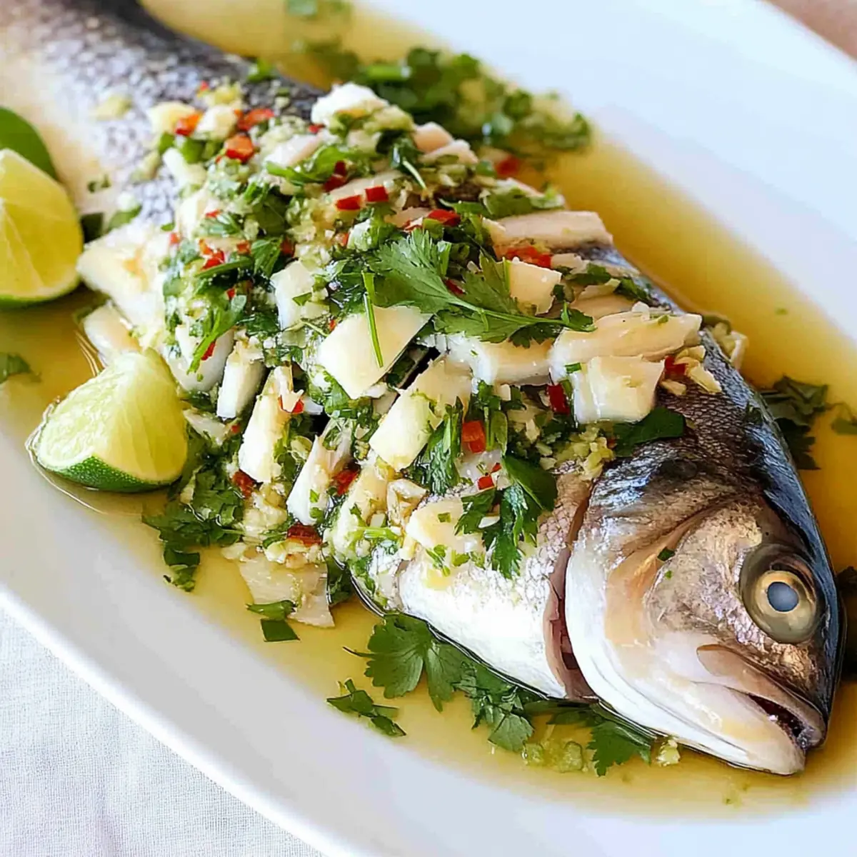 Steamed Fish With Lime And Garlic