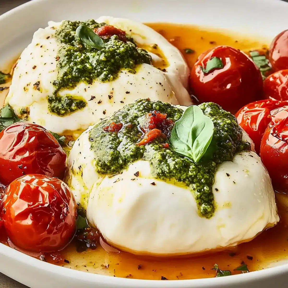 Pesto-Stuffed Burrata Bombs