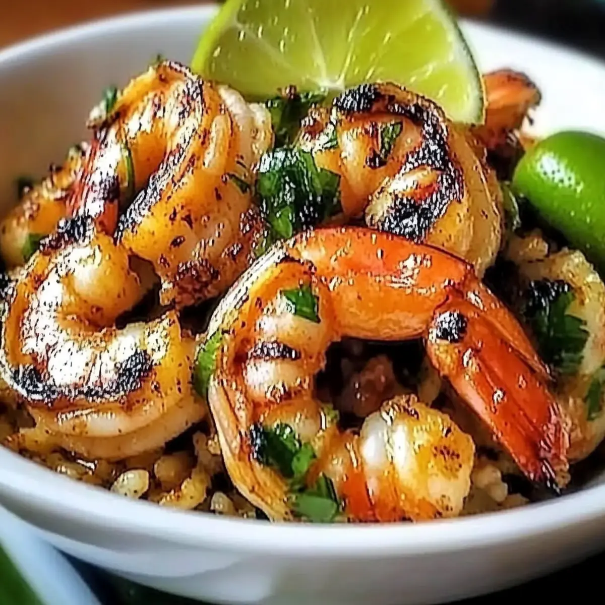 Thai Chili Lemongrass Grilled Shrimp with Sweet Basil & Lime Fried Rice