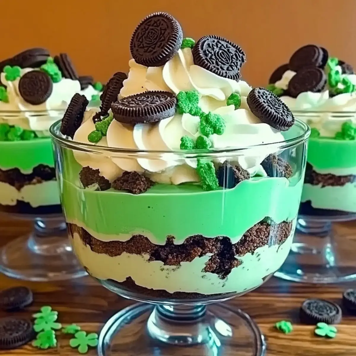 St. Patrick’s Day Brownie Trifle