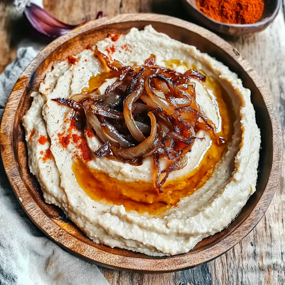 Romanian White Bean Dip with Caramelized Onions