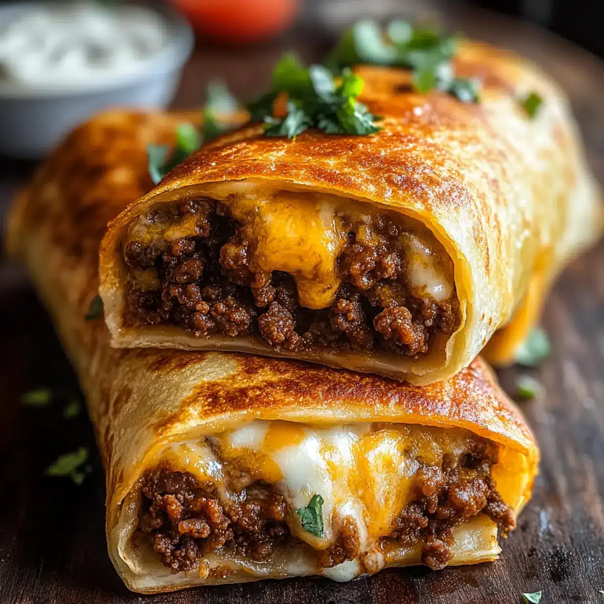 Beef and Cheese Chimichangas