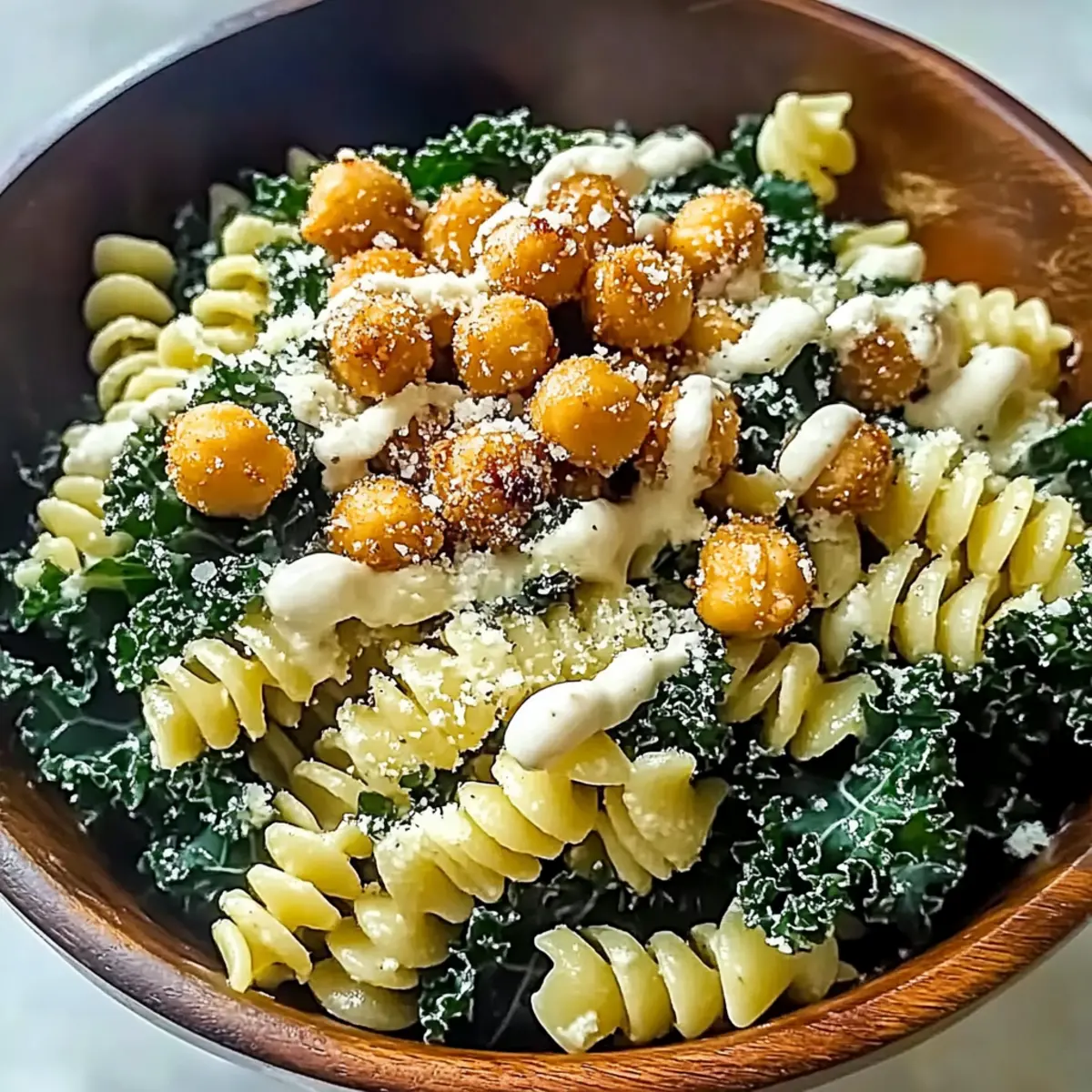Kale Caesar Pasta Salad