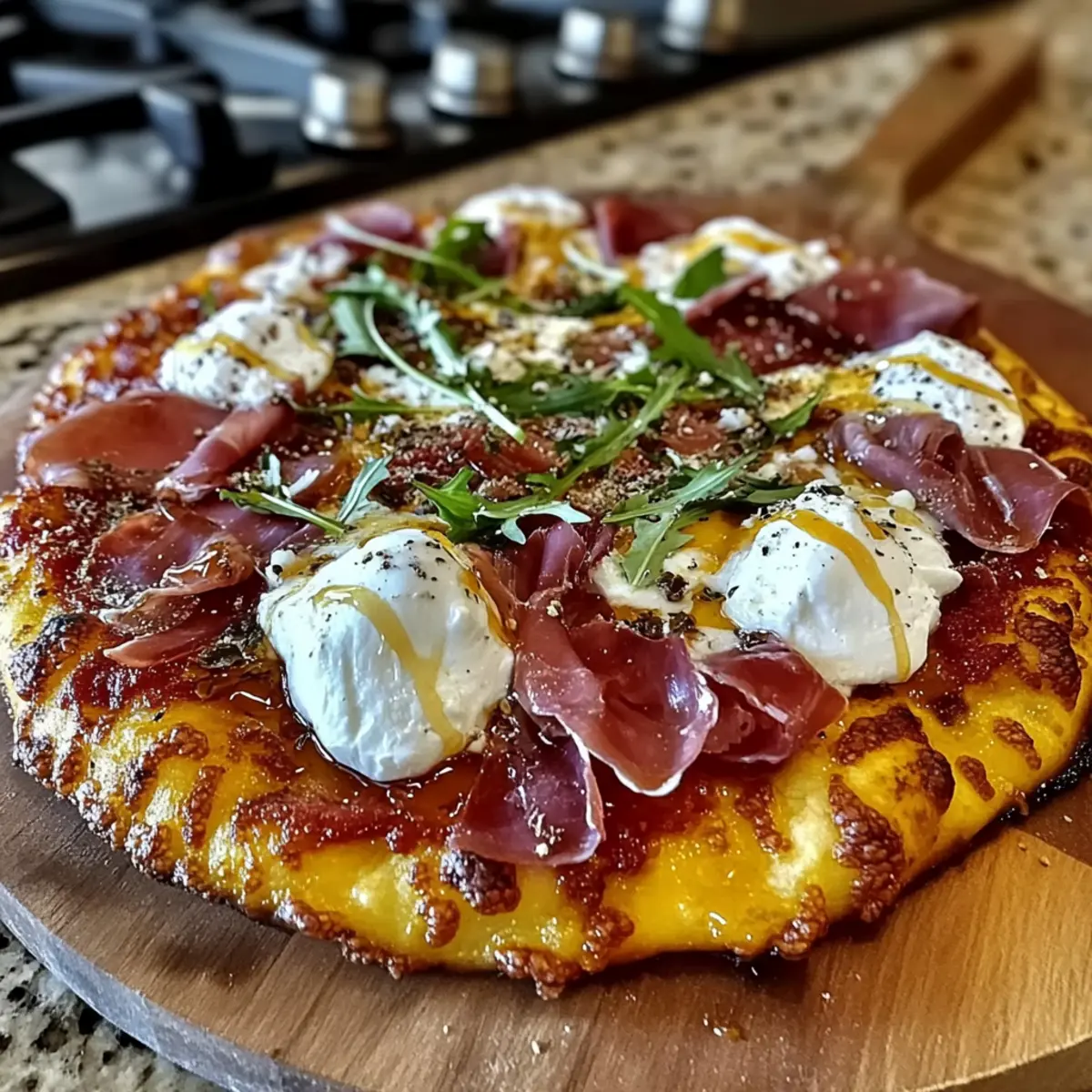 Prosciutto and Honey Burrata Pizza