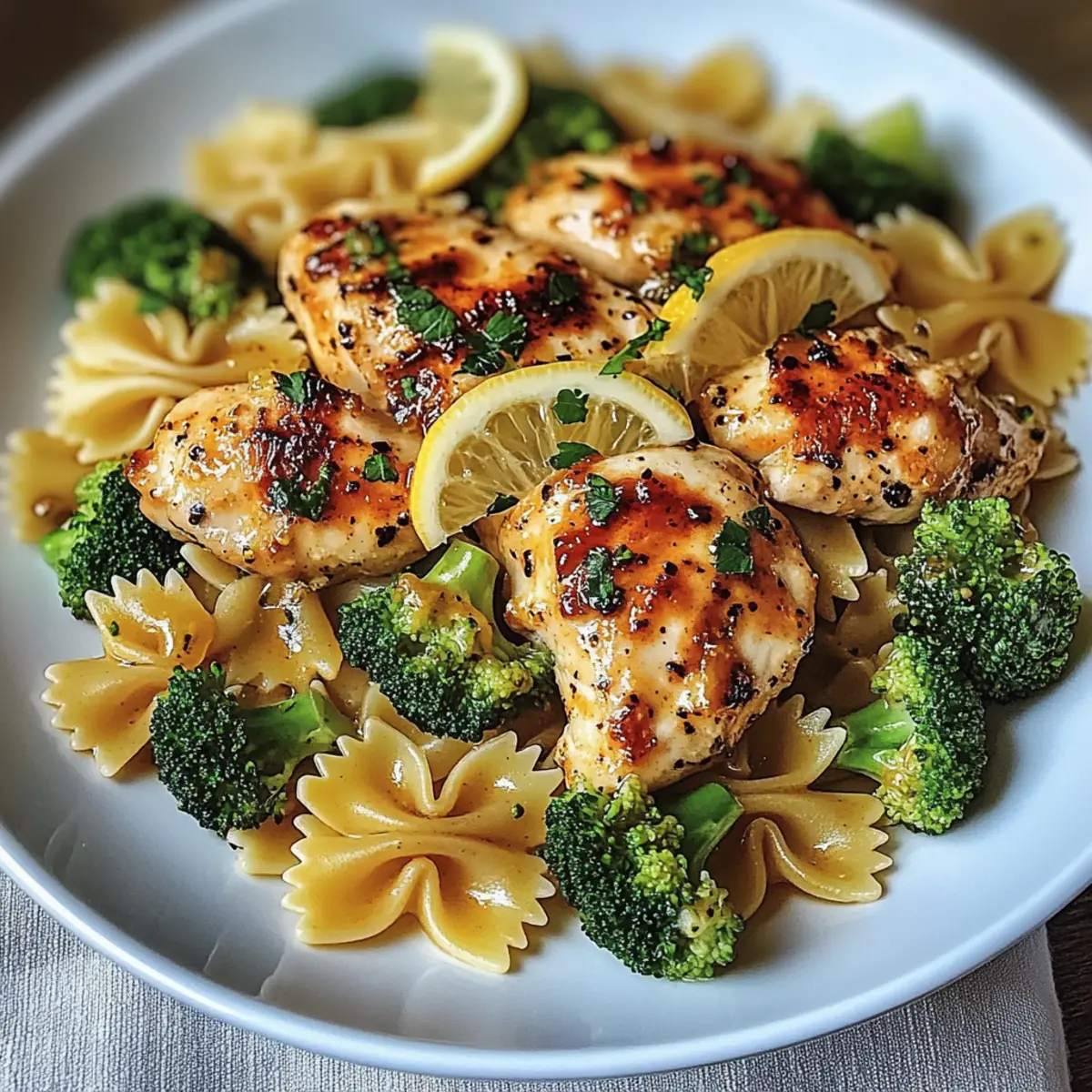 Cowboy Butter Lemon Bowtie Chicken with Broccoli