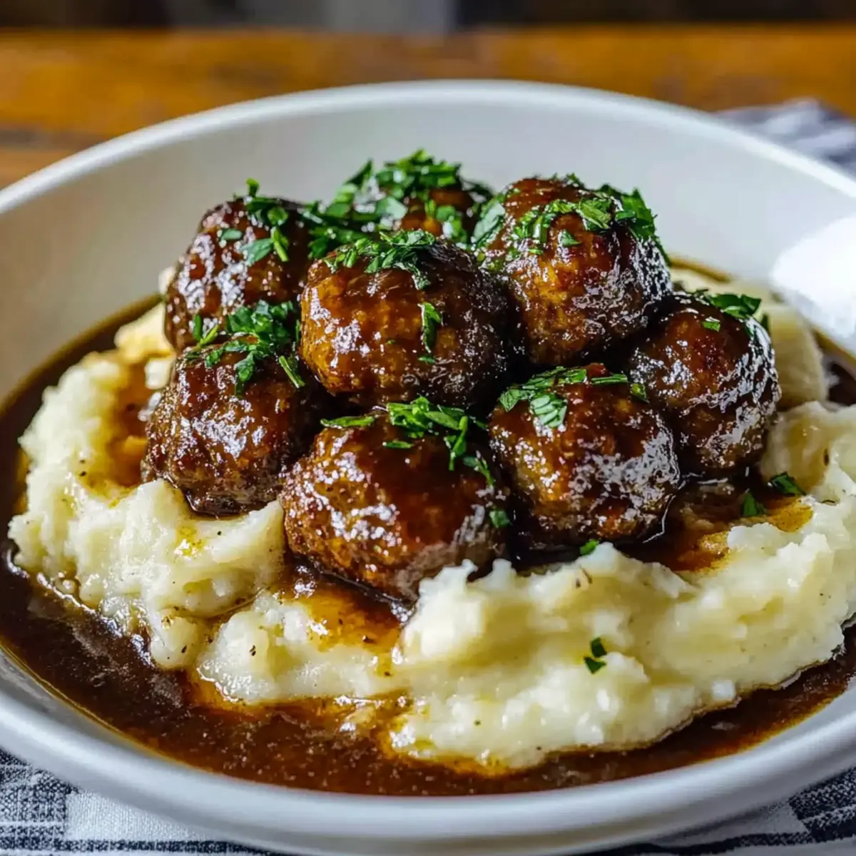 Steak Meatballs With Garlic Herb Mashed Potatoes