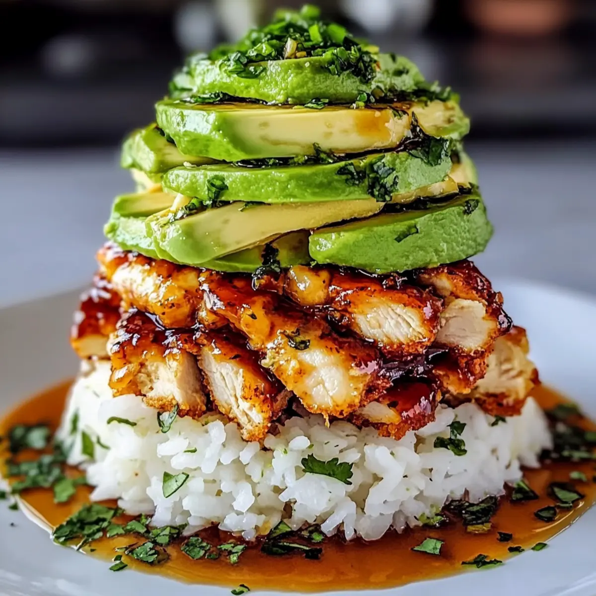Honey Lime Chicken & Avocado Rice Stack