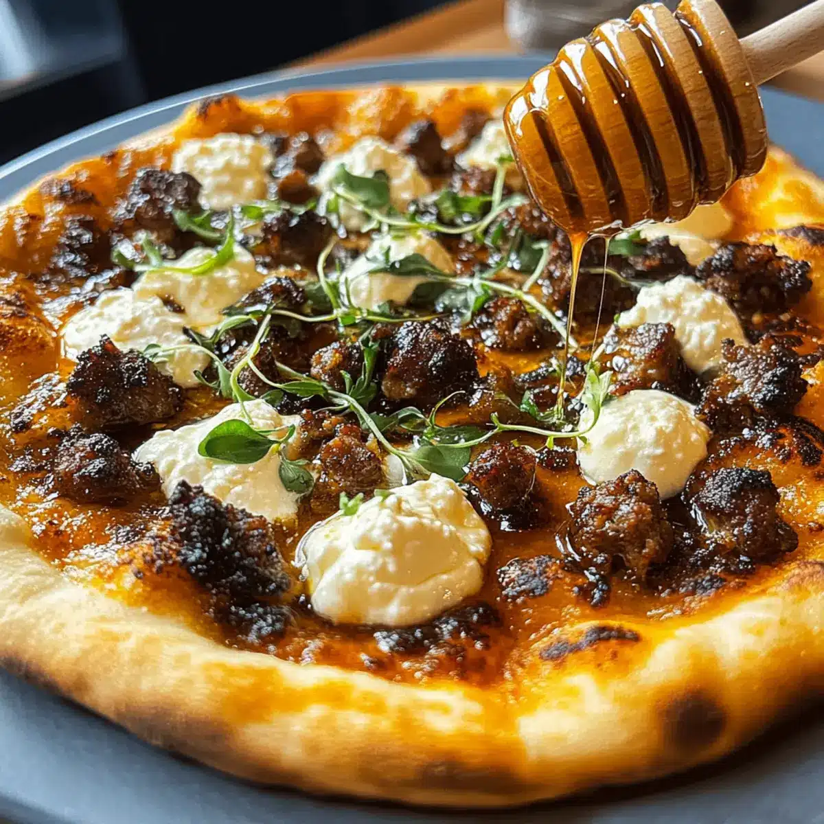 Sausage Ricotta Honey Hot Pizza