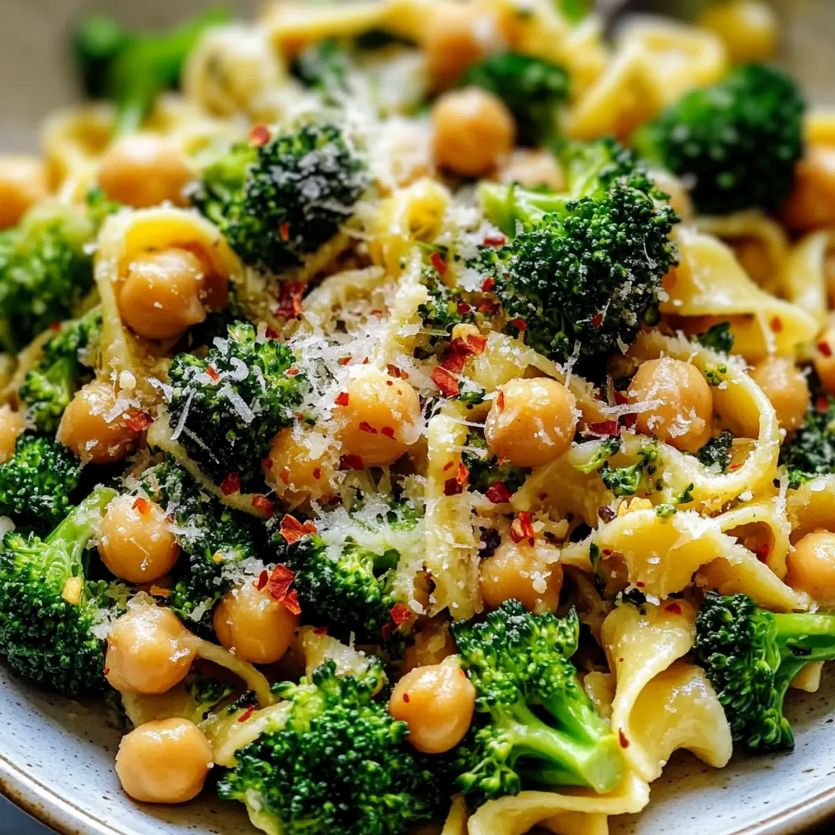 Broccoli Chickpea Pasta with Garlic Olive Oil