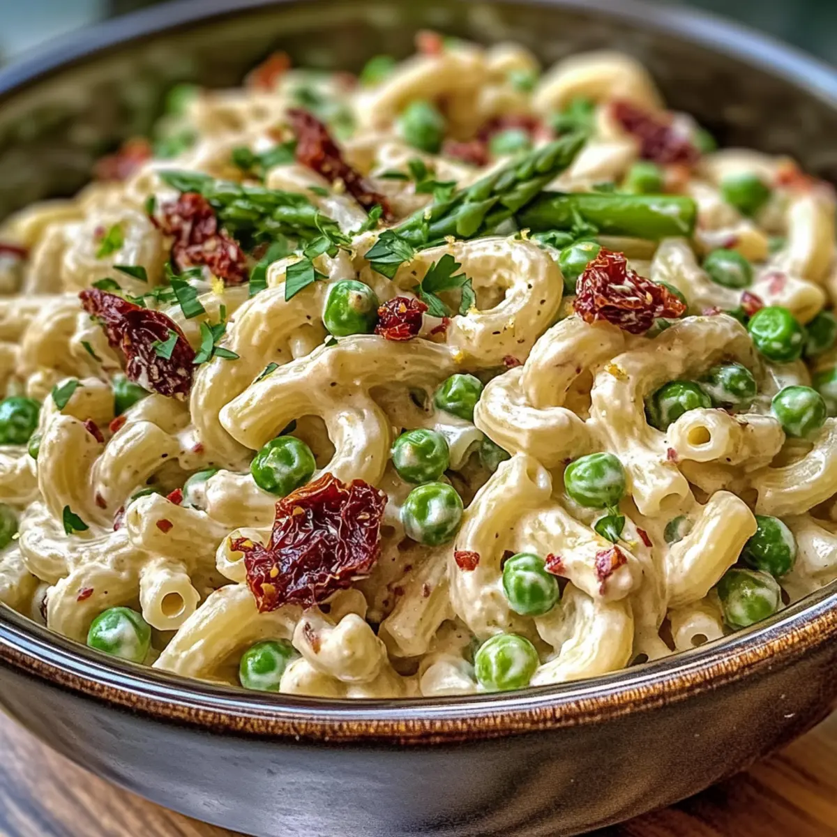 Lemon-Dijon Asparagus and Pea Macaroni Salad