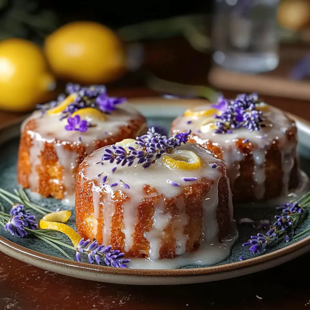 Mini Lemon Cakes with Lavender Glaze