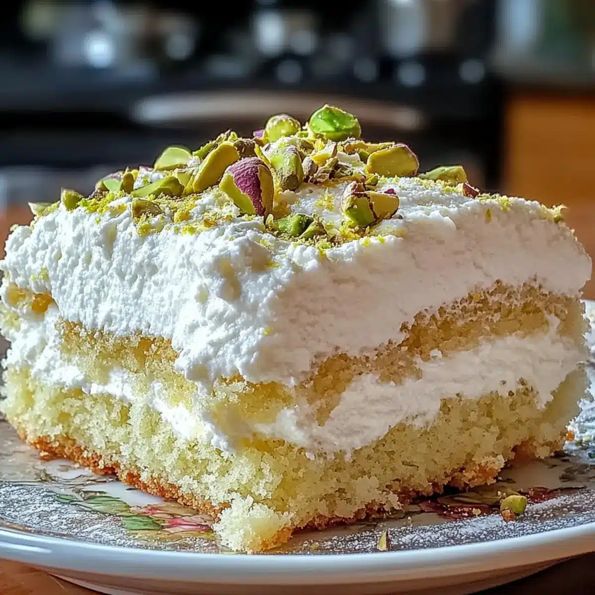 Lemon Pistachio Ricotta Cloud Cake