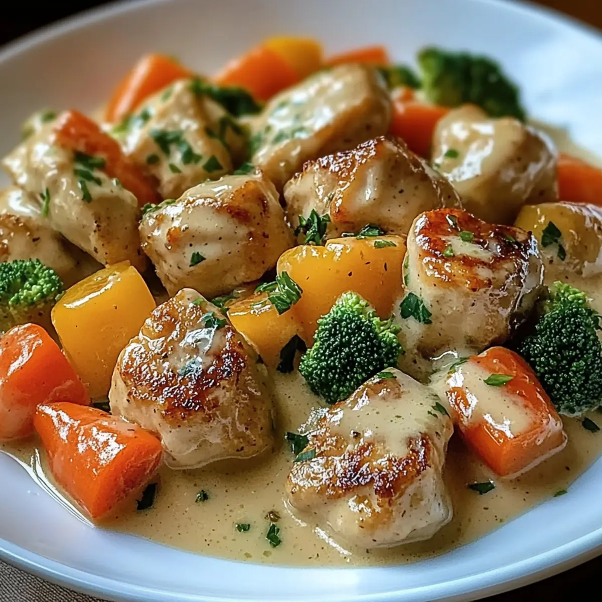 Creamy Garlic Chicken with Fresh Veggies