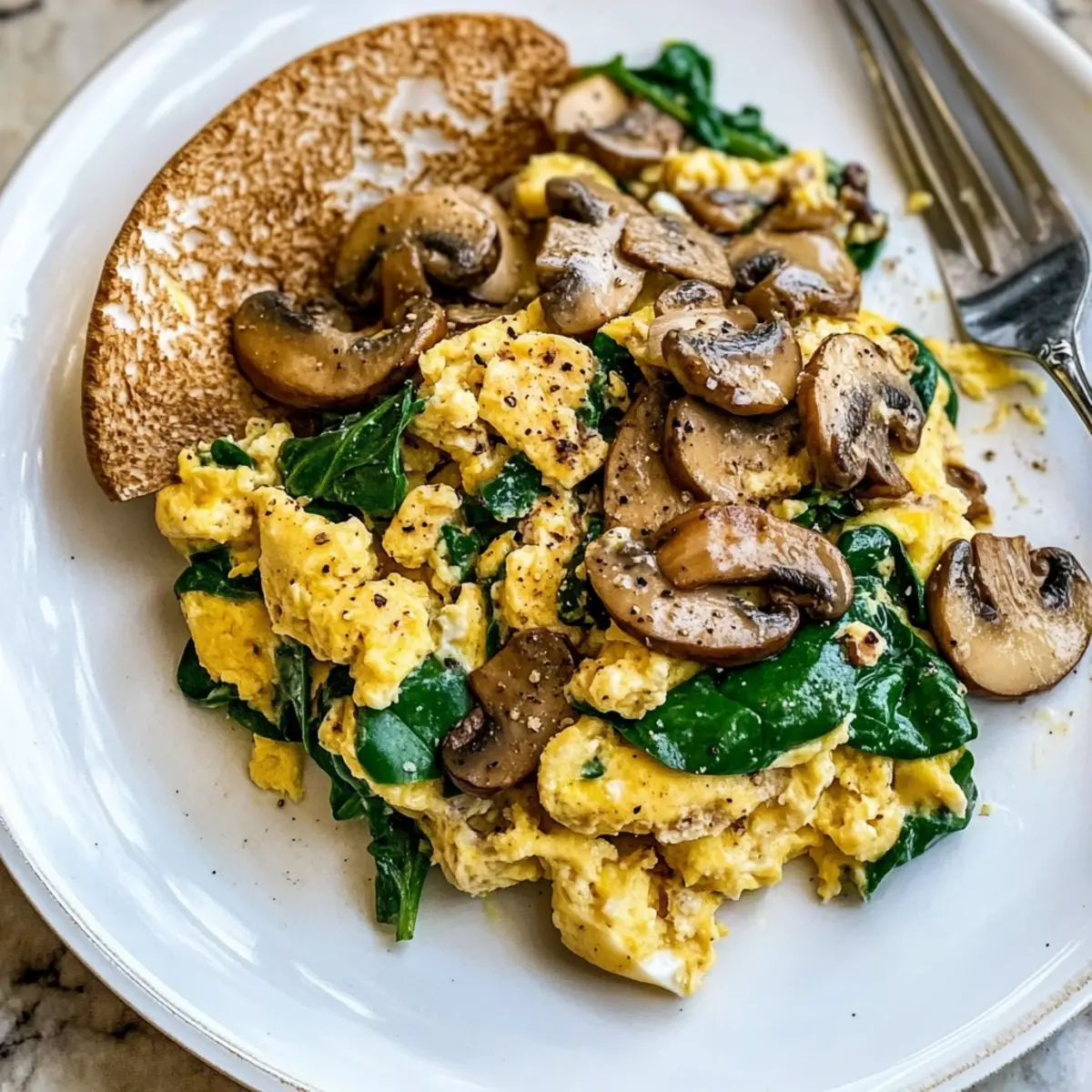 Mushroom Spinach Scrambled Eggs