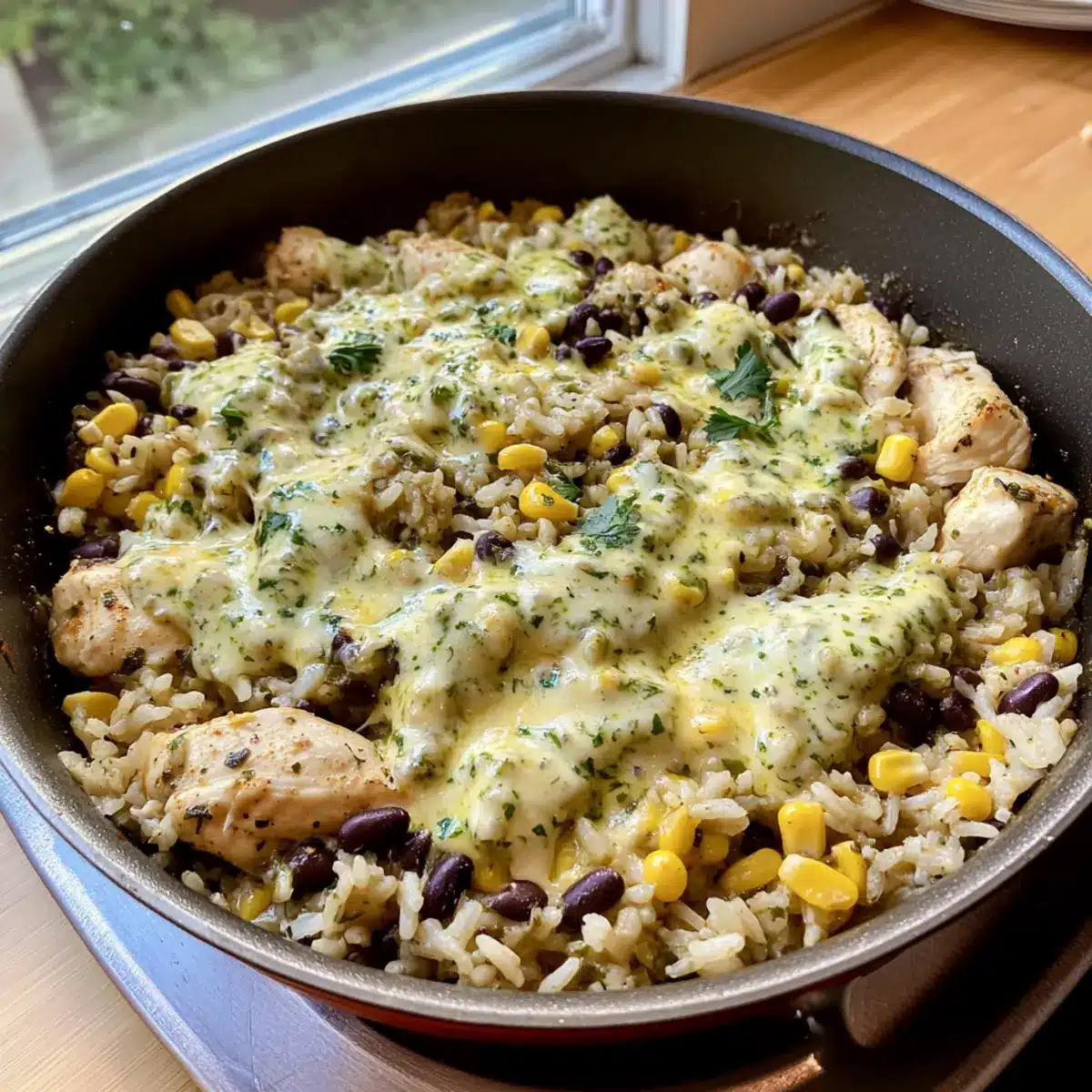 Salsa Verde Chicken & Rice Skillet
