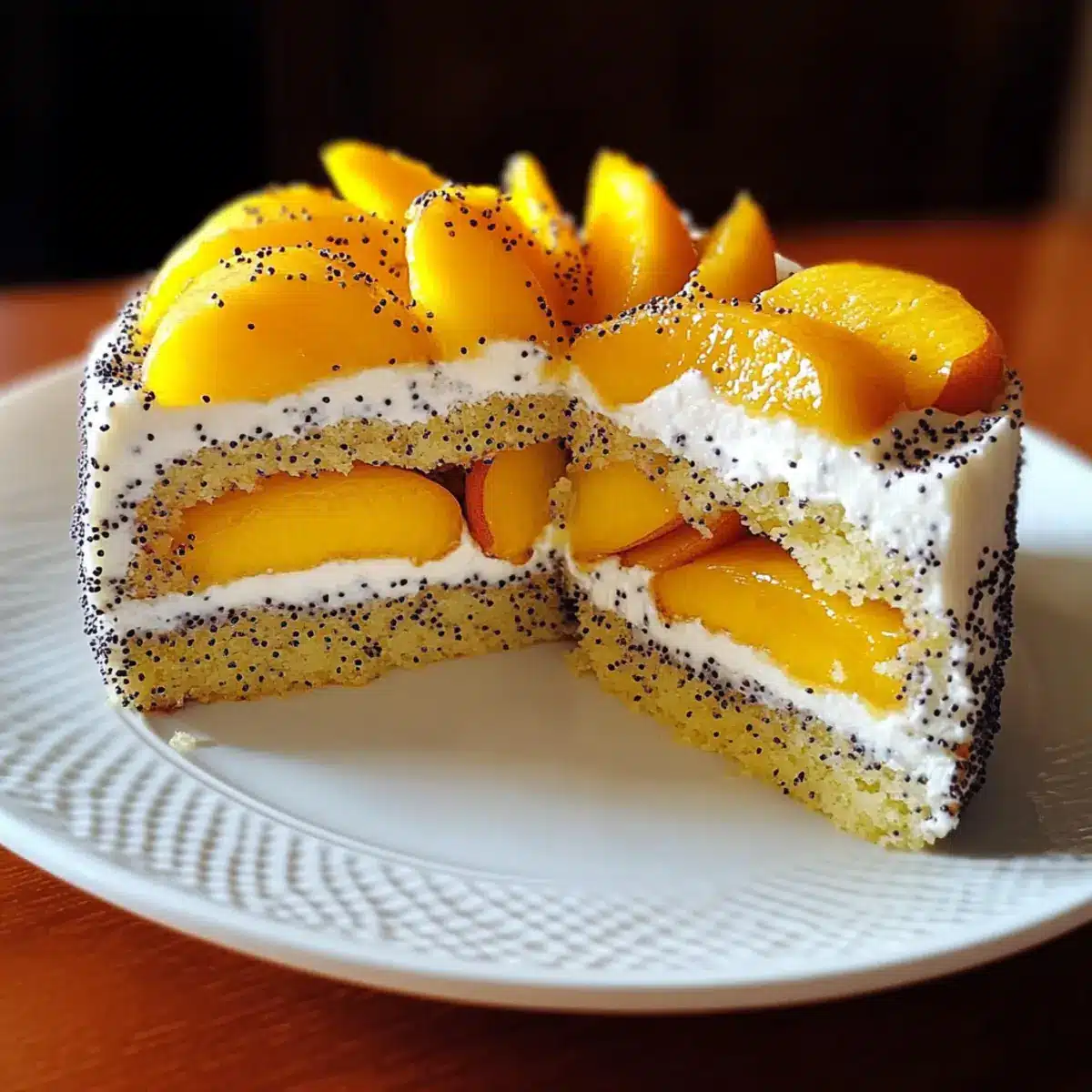 Peach cake with poppy seeds