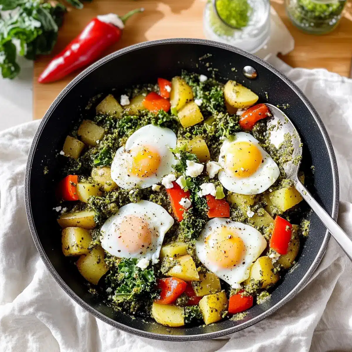 Pesto Eggs & Potato Skillet