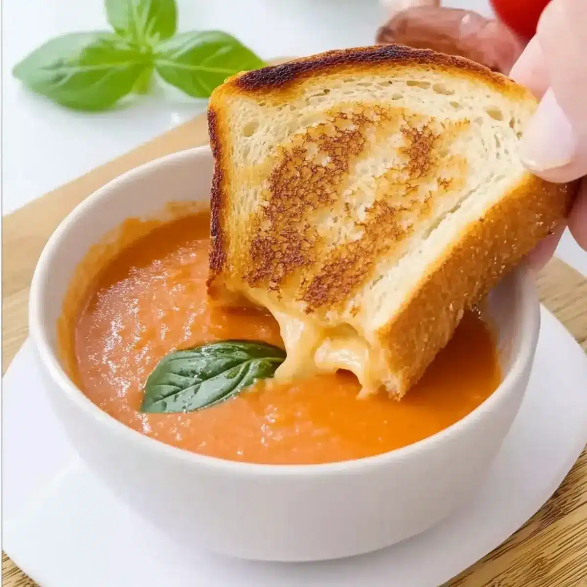 Gouda Grilled Cheese and Basil-Tomato Soup