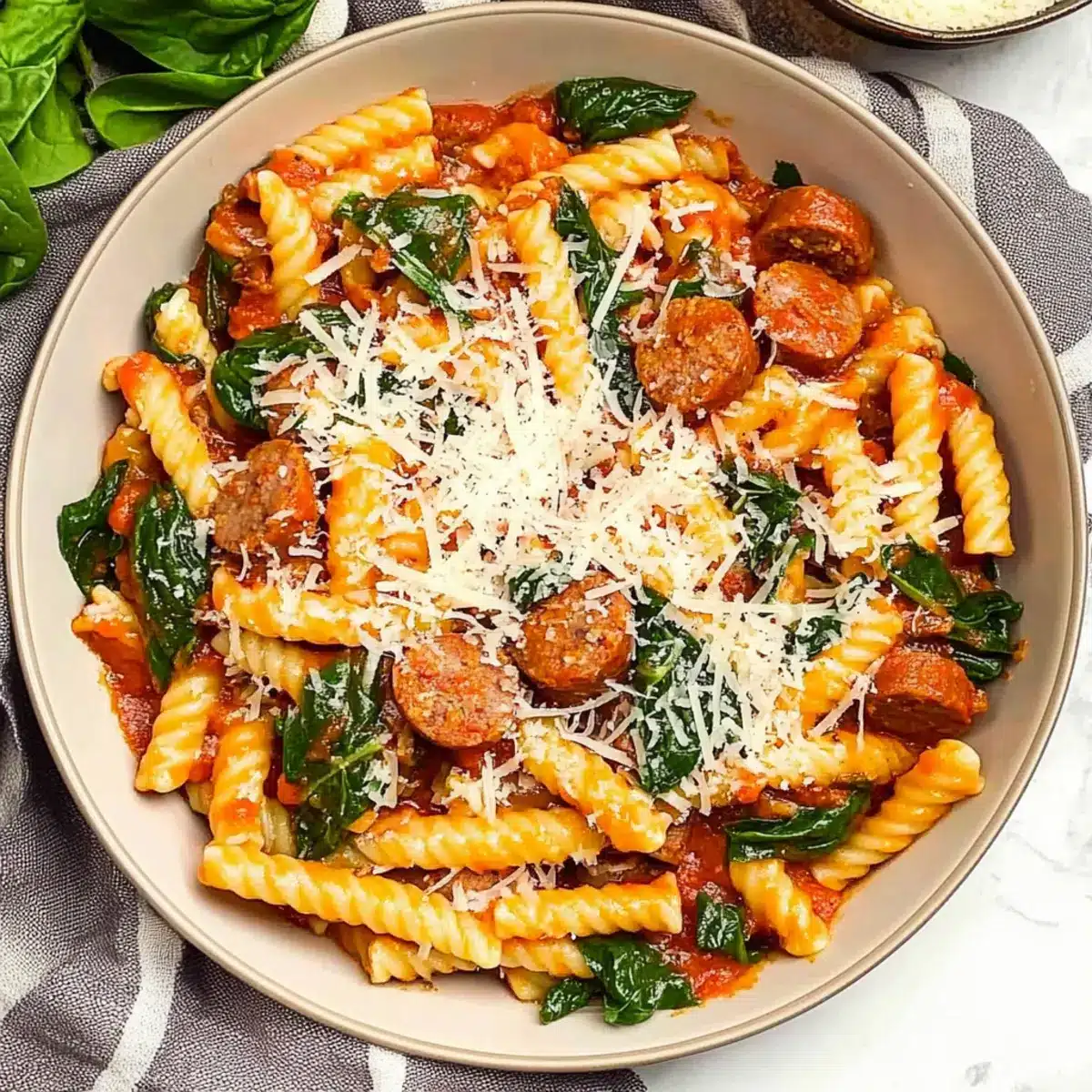 One Pot Garlic Sausage Pasta