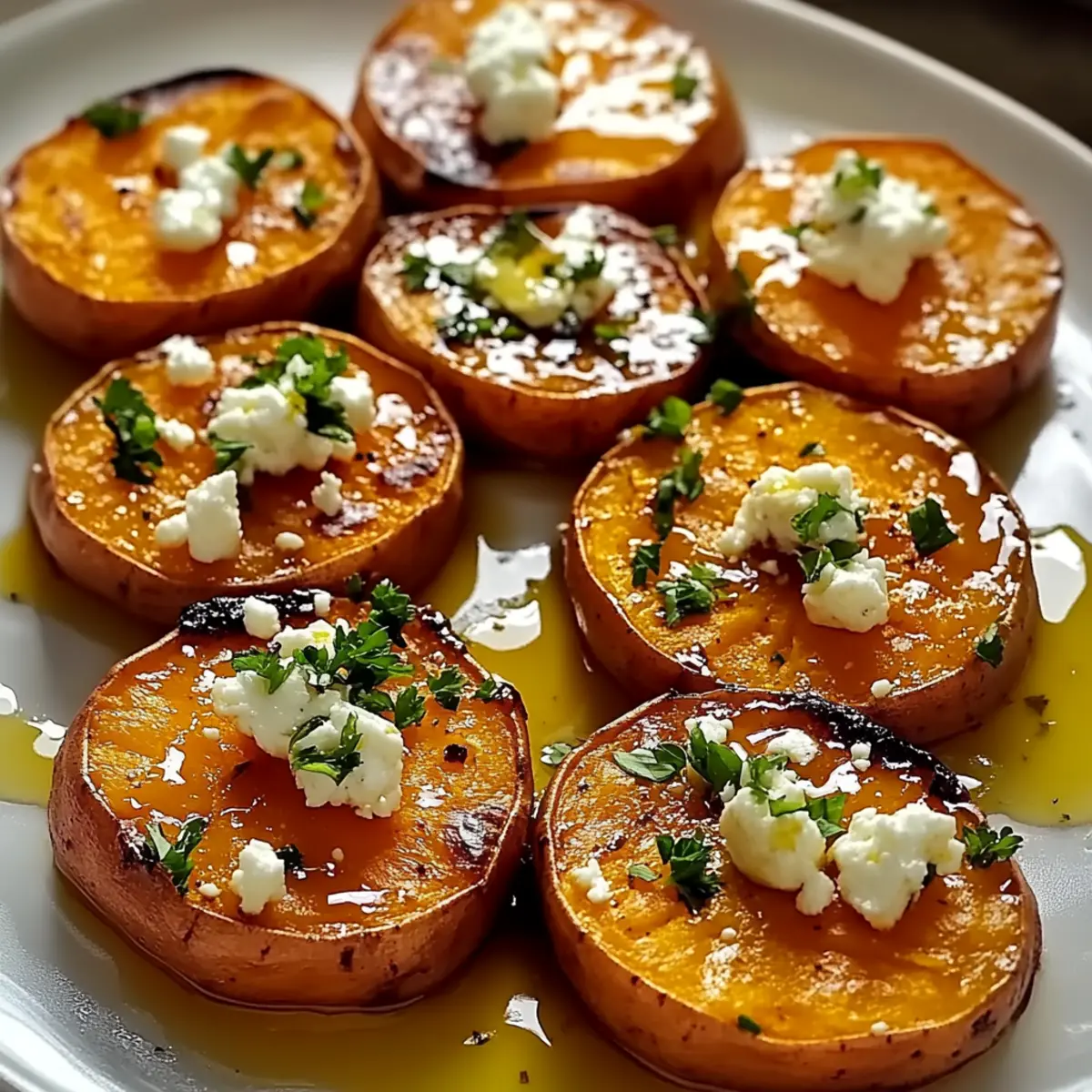 Roasted Sweet Potato Rounds with Honey & Feta