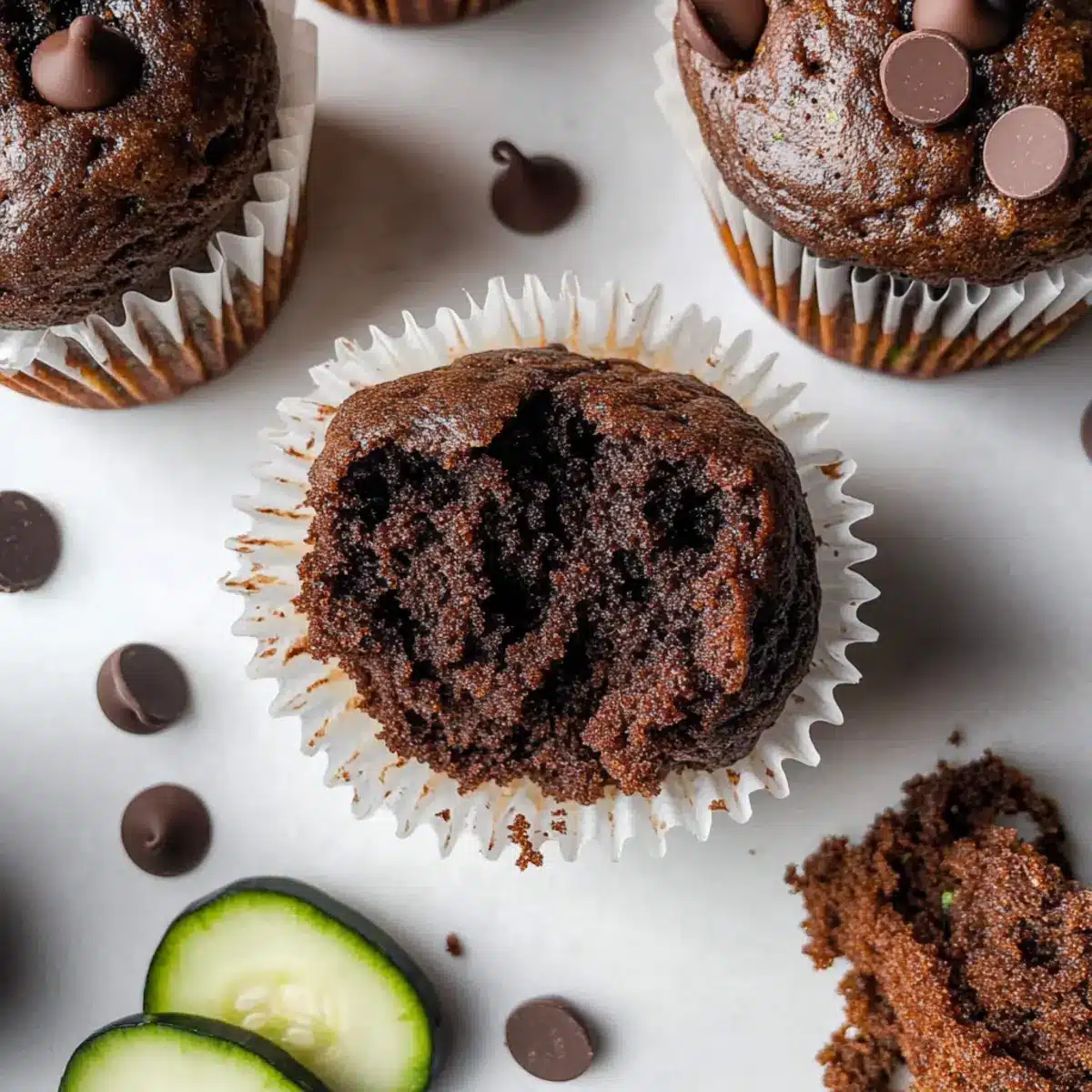 Moist Chocolate Zucchini Muffins