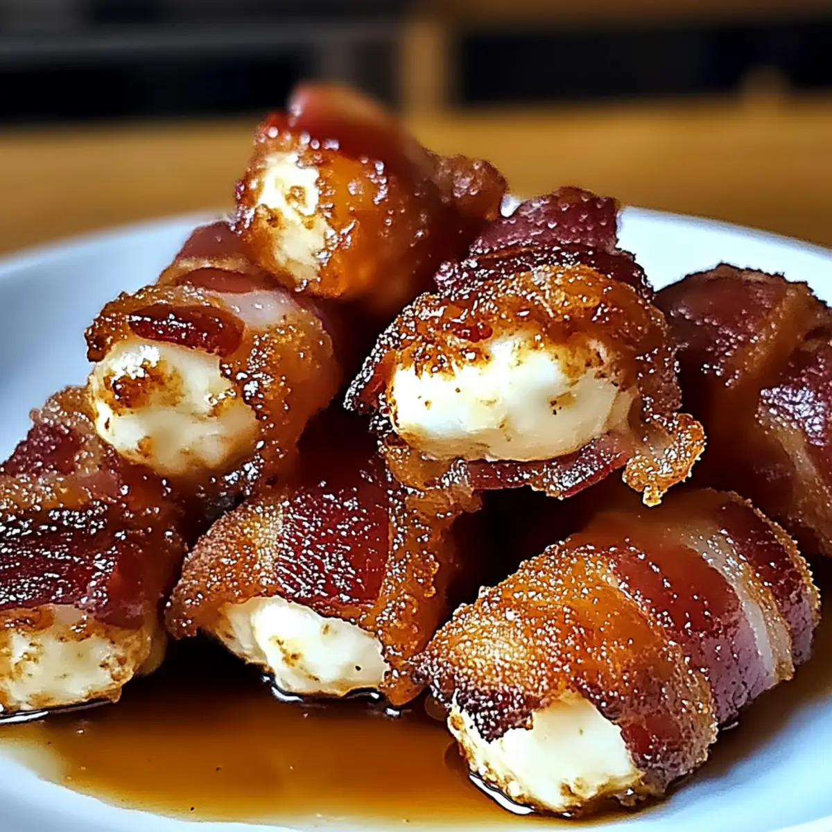 Crispy Bacon Mozzarella Poppers with Glaze
