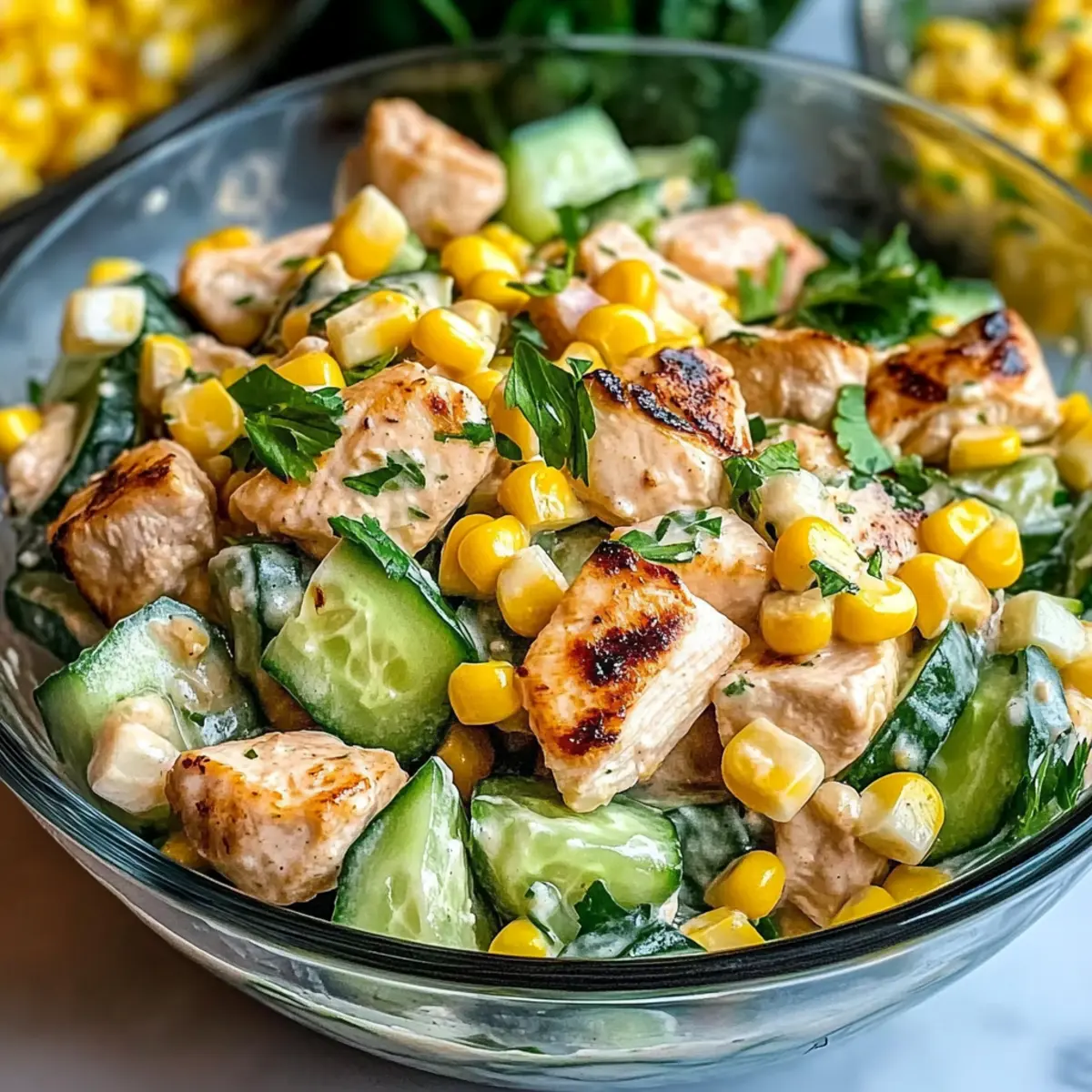 Street Corn Creamy Cucumber Chicken Salad