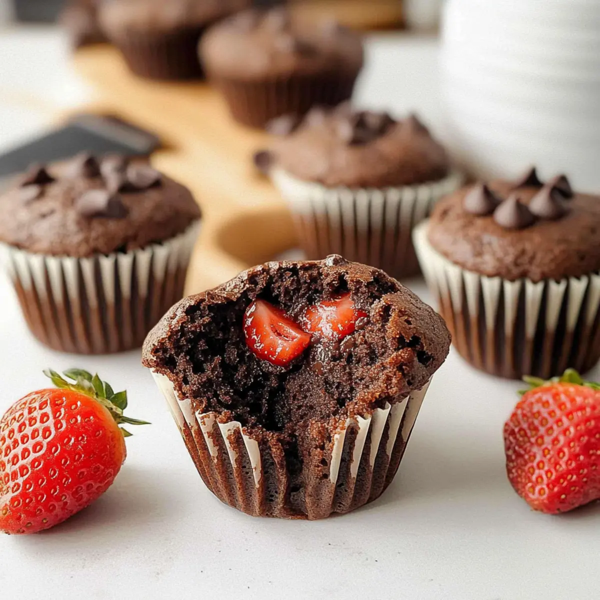 Double Chocolate Strawberry Muffins