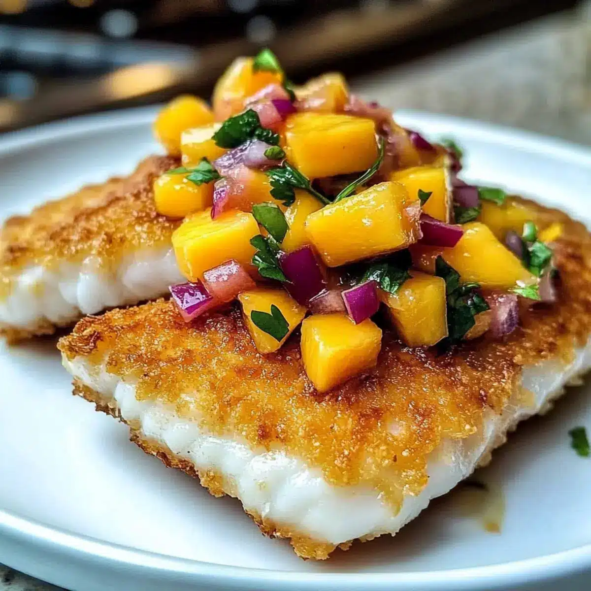 Coconut Crusted Fish with Mango Salsa