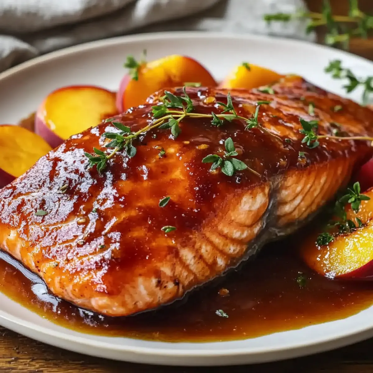 Bourbon Peach Roasted Salmon
