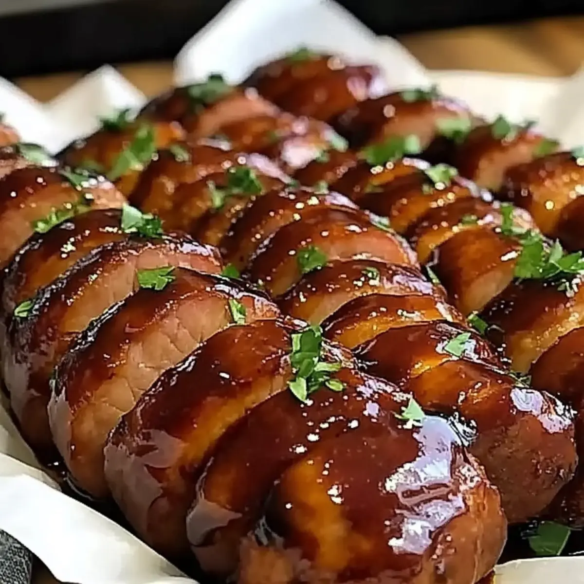 Maple BBQ Hasselback Kielbasa Bites