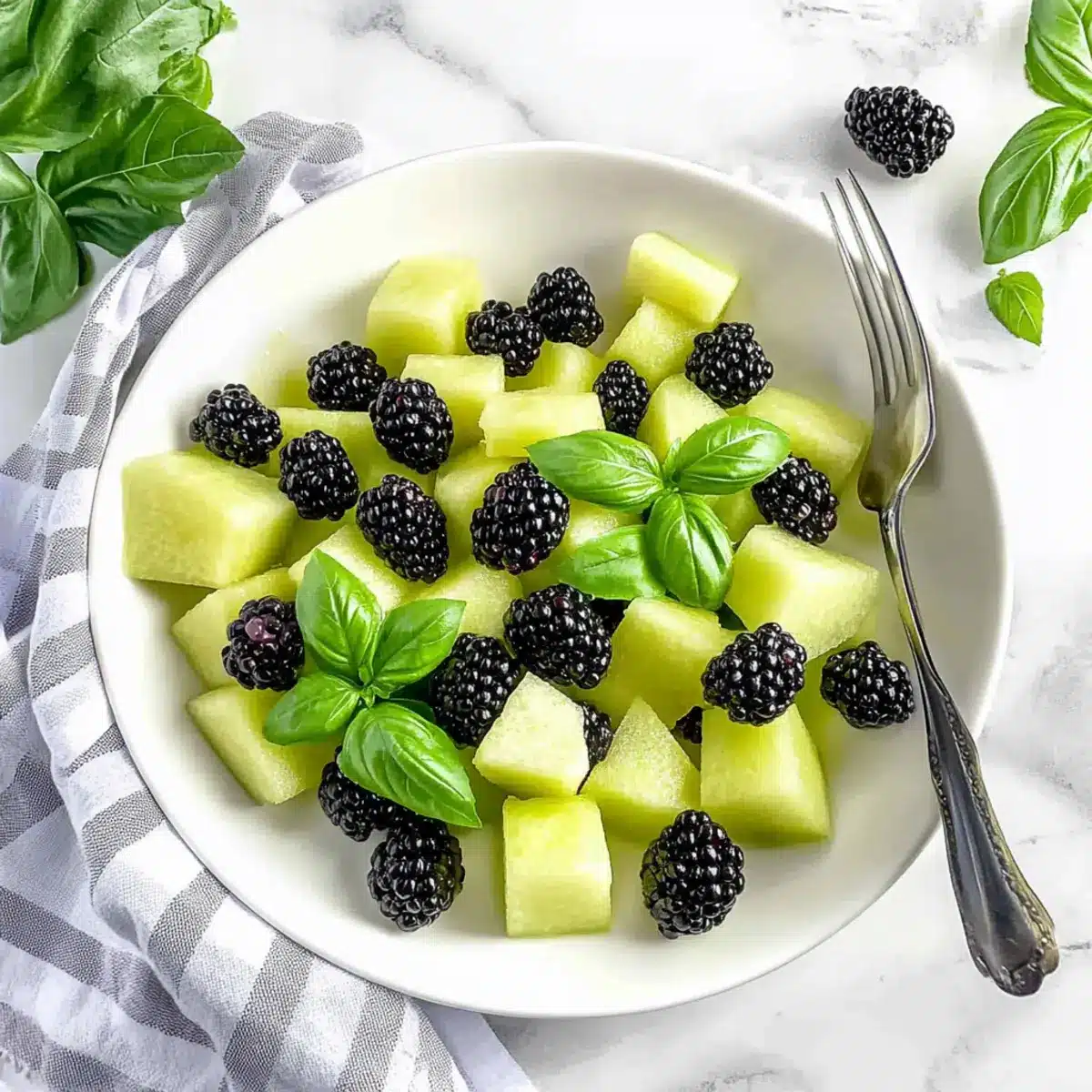 Blackberry Honeydew Salad with Basil