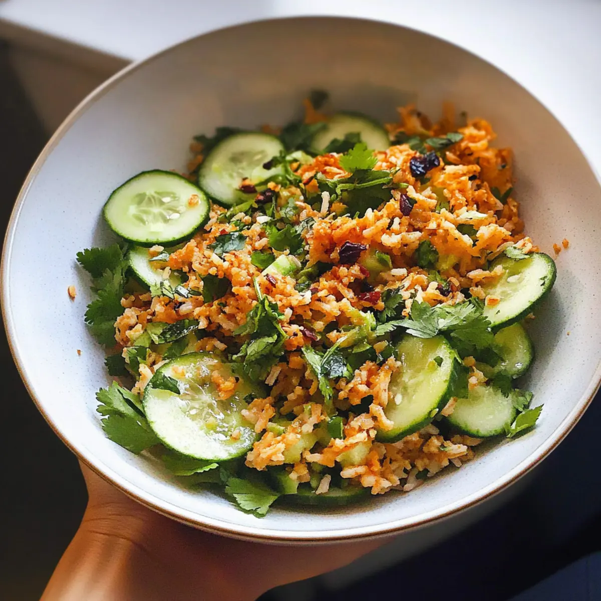 Crispy Rice Salad with Cucumbers and Herbs