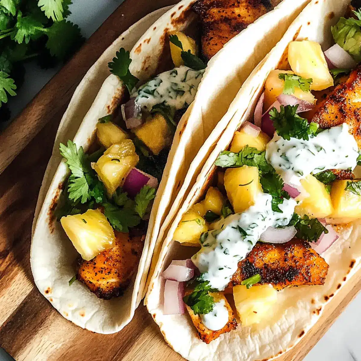 Blackened tilapia fish tacos with pineapple salsa
