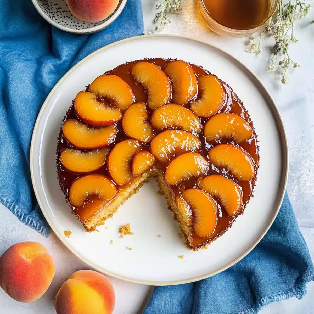 Bourbon Peach Upside Down Cake