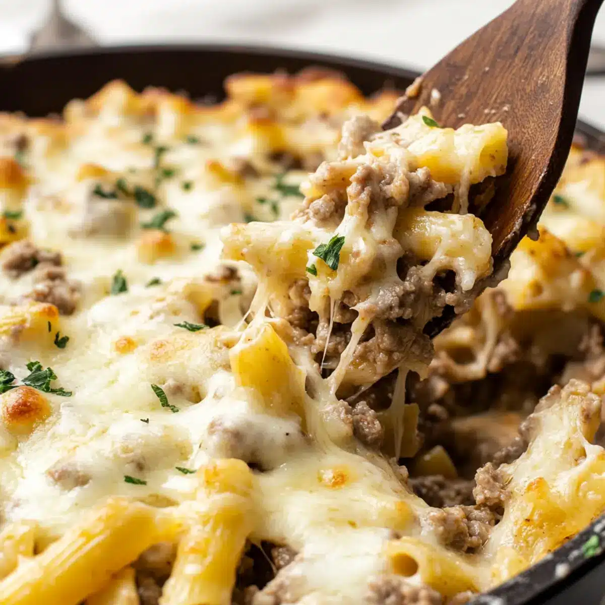 Ground Beef Alfredo Bake
