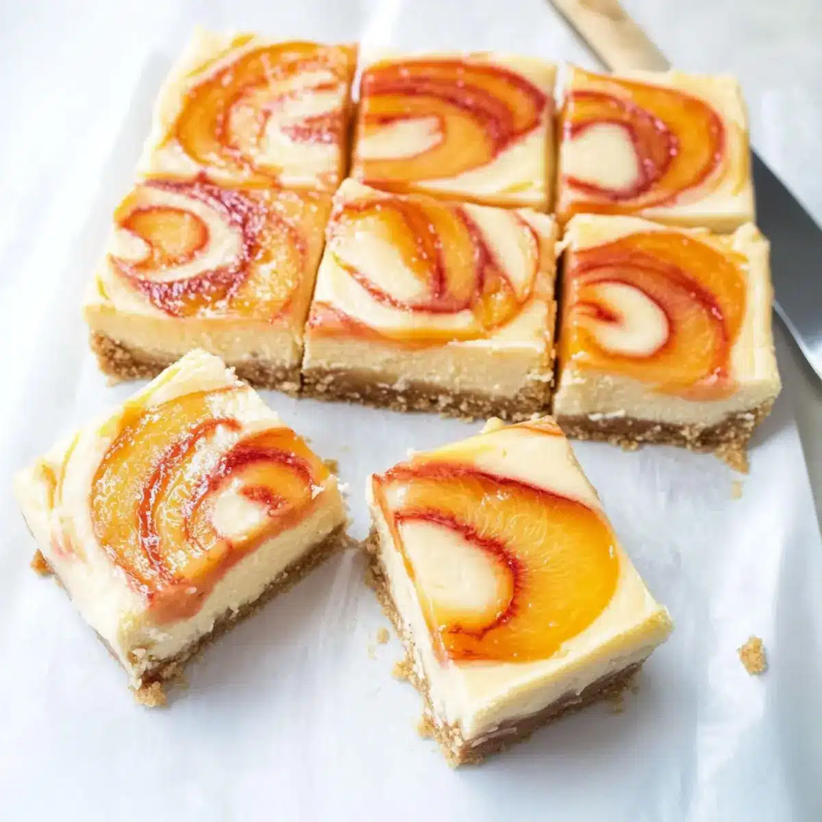 Peach Swirl Cheesecake Bars