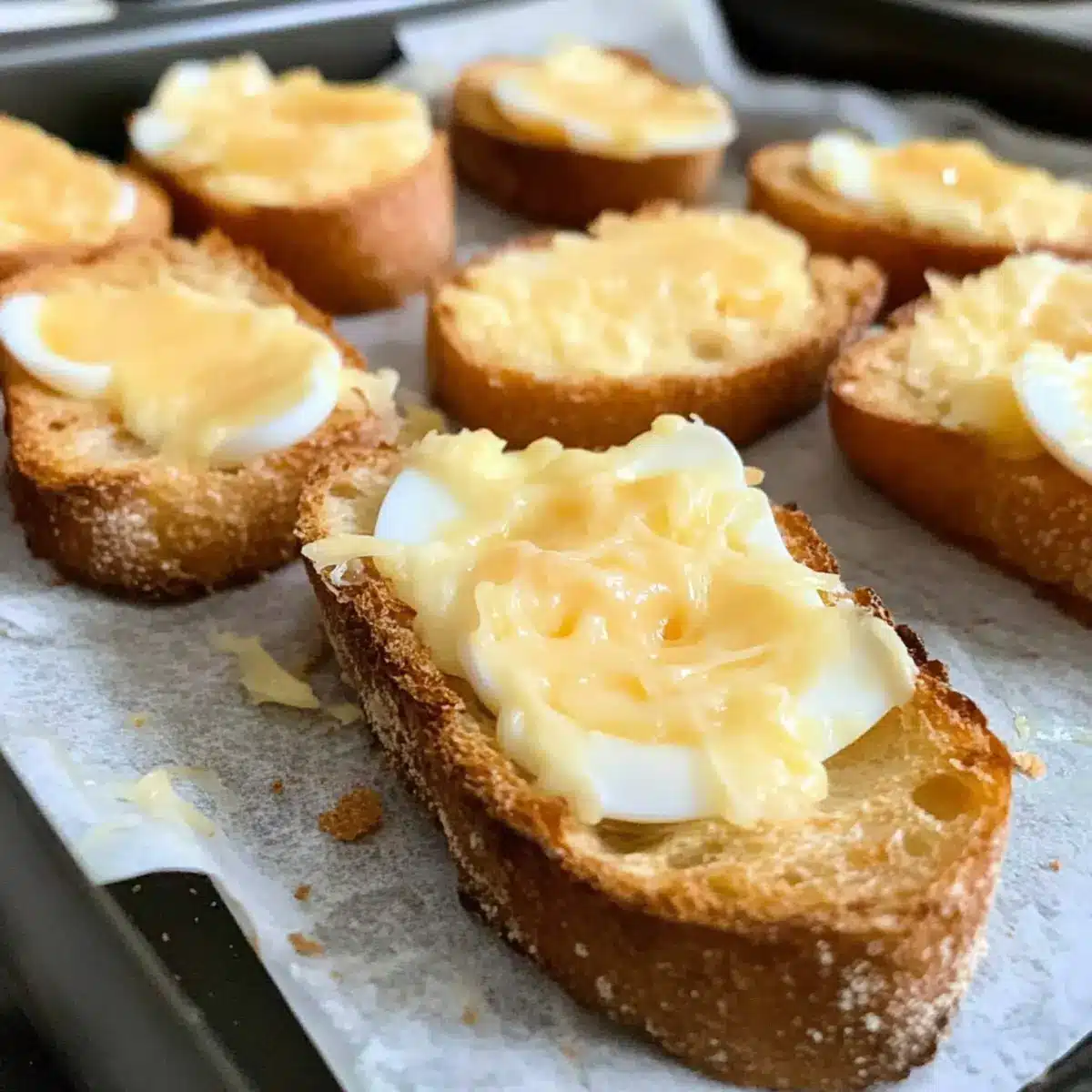 Warm Egg and Cheese Crostini