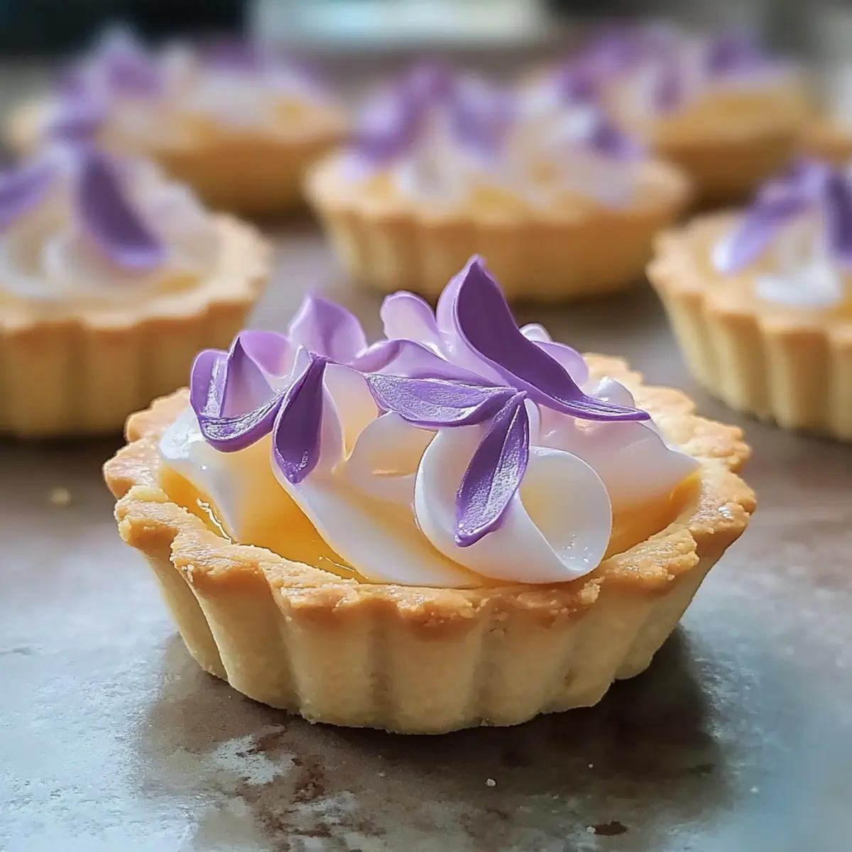 Mini Lemon Tart with Lilac Meringue