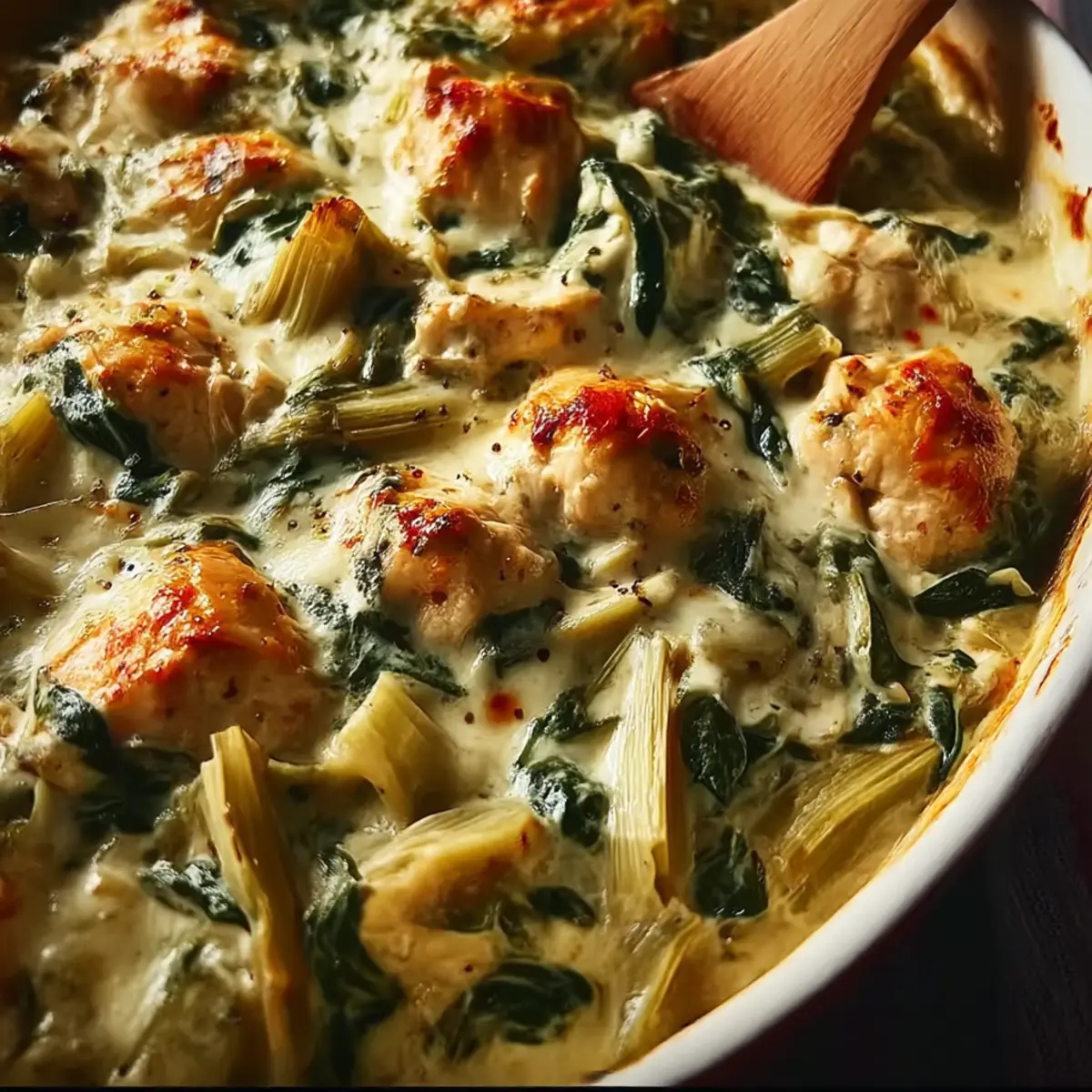 High-Protein Spinach and Artichoke Chicken Casserole