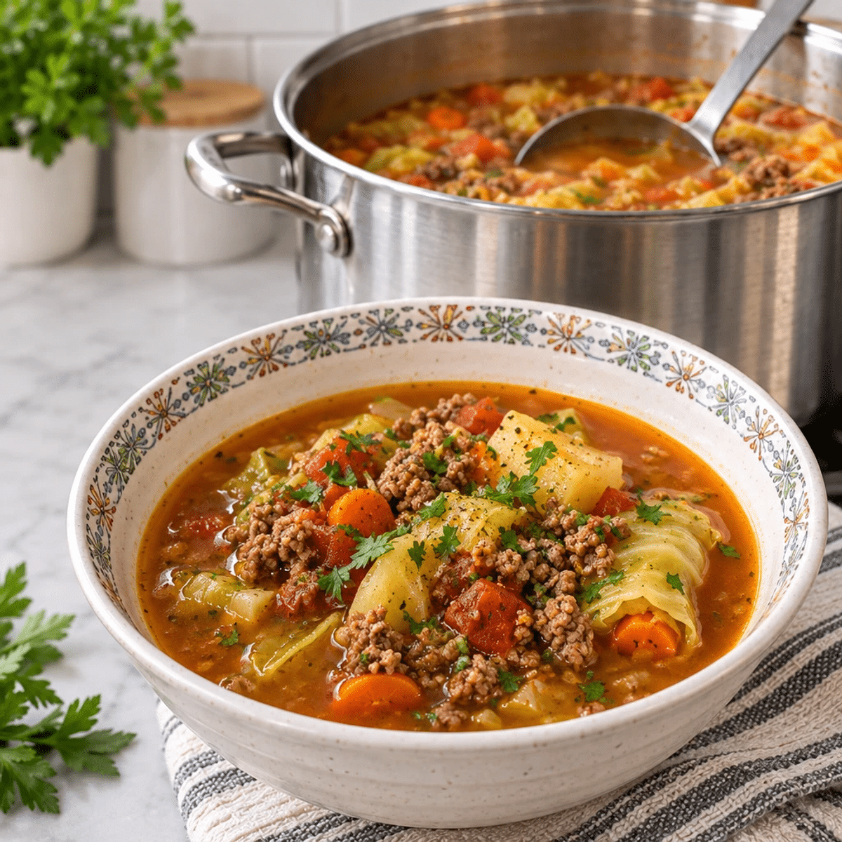 Comforting Cabbage and Beef Soup for Chilly Evenings