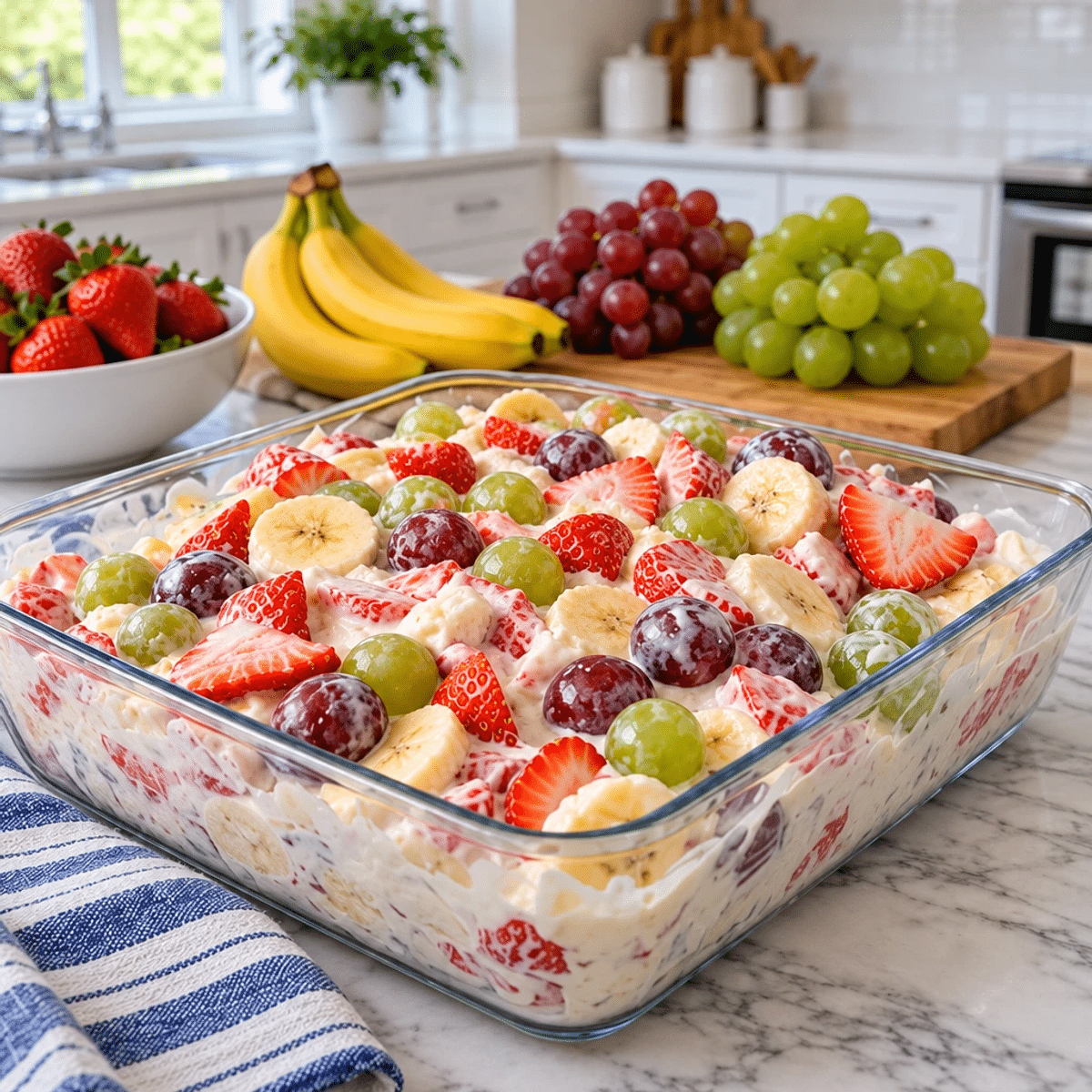 Elevate Your Summer with Creamy Strawberry Banana & Grape Fruit Salad