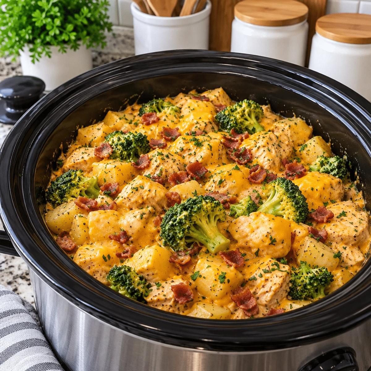 Crockpot Cheddar Broccoli Chicken and Potatoes Delight
