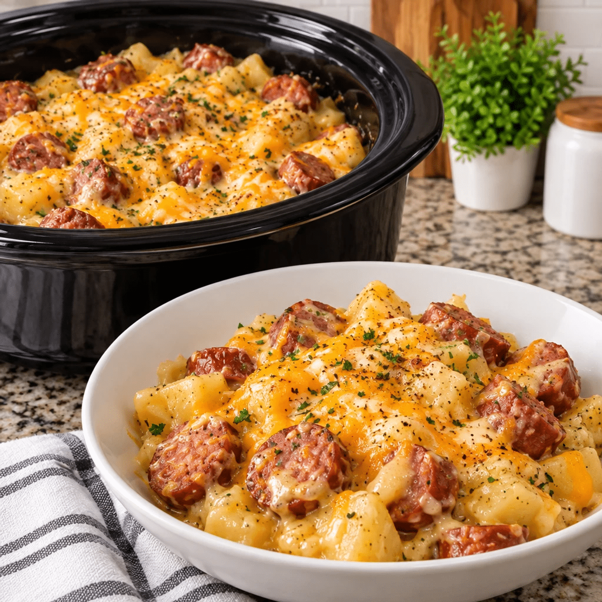 Crockpot Cheesy Potatoes and Beef Kielbasa Bliss article image 4